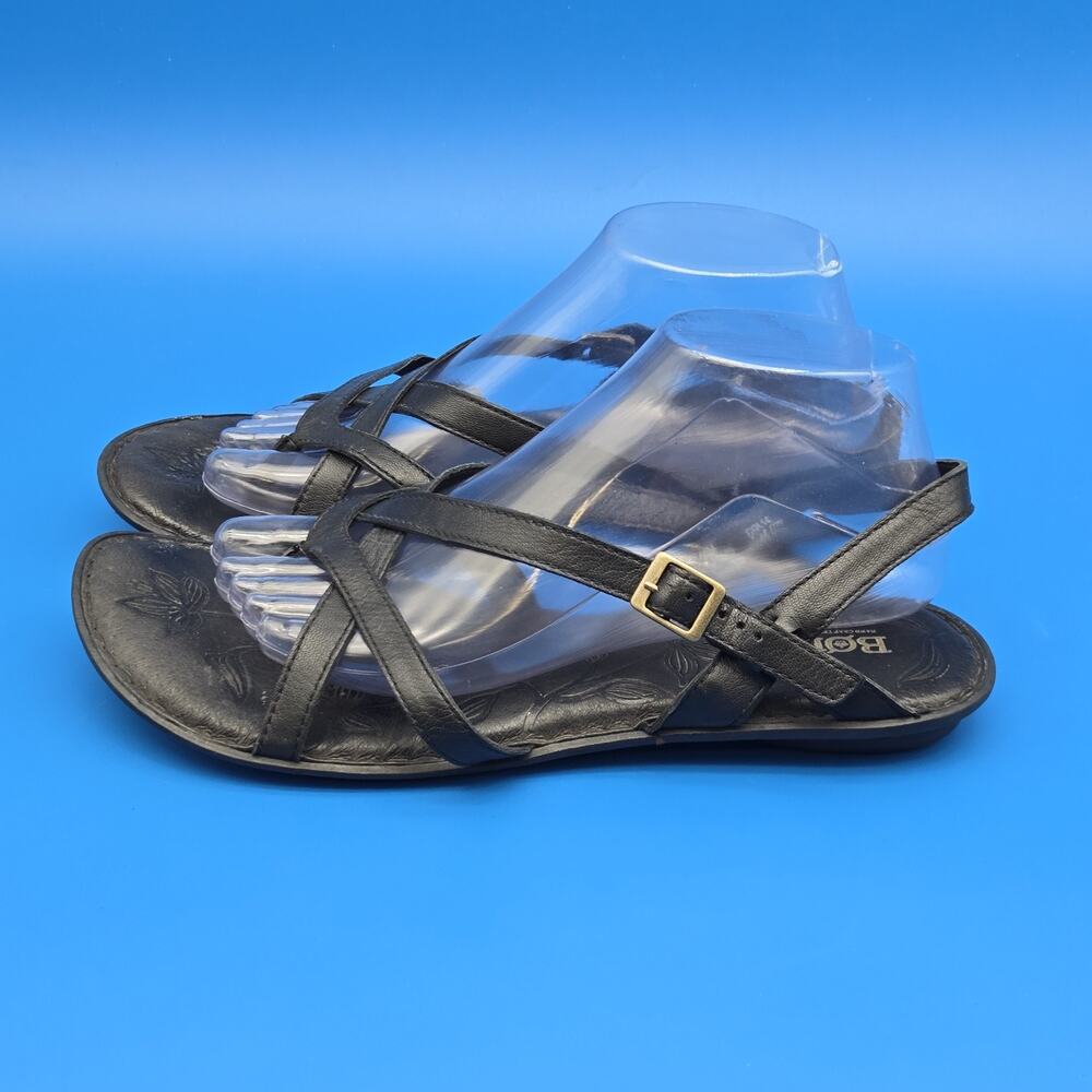 Born Mai Leather Strappy Sandals Women’s Size 10 Black Slingback Comfort - Picture 2 of 11